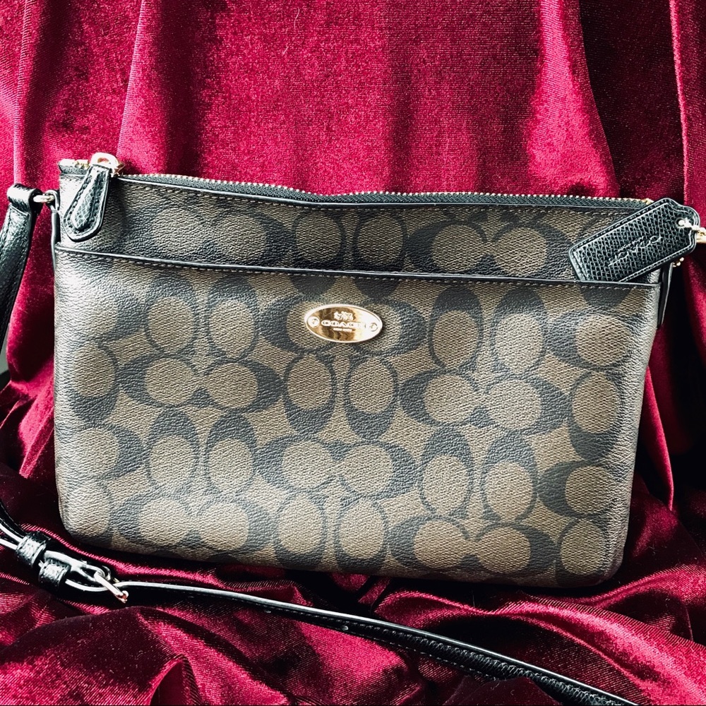 Coach signature East west crossbody purse brown